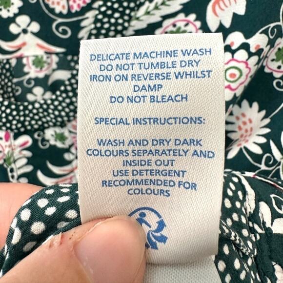 BODEN | Green Mixed Print Floral Polka Dot Print Blouse Viscose | Size 8 - Picture 7 of 7